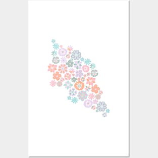 Spring Bloom: A Pastel Floral Pattern Illustration Posters and Art